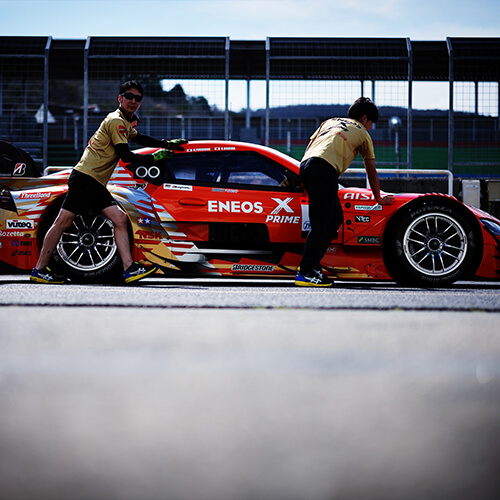 Pit Crew With Eneos Powered TGR Supra Car