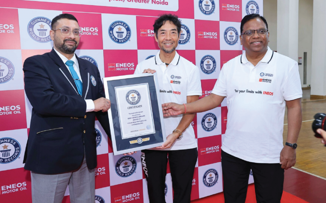 ENEOS India Sets Guinness World Record for Largest Bottle Cap Word